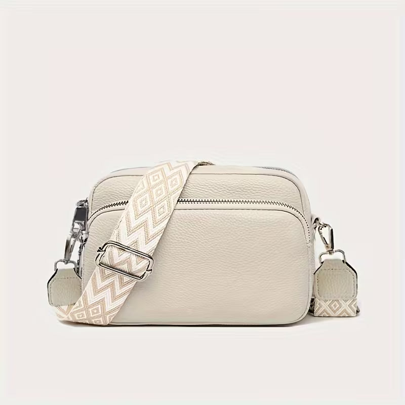 Jewelry & Handbag Deals™ Luxe Pebbled Leather Crossbody Bag with Woven Strap