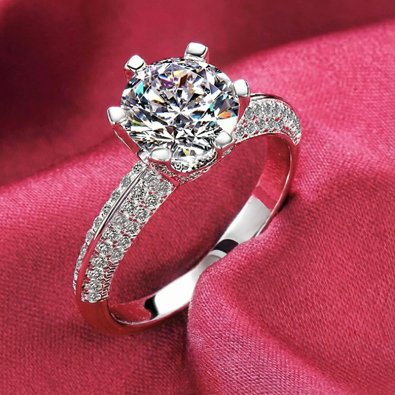 Jewelry & Handbag Deals™ Classic Six-Prong Brilliant Solitaire Ring in 18K Solid Gold