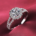 Jewelry & Handbag Deals™ Radiant Halo Brilliant Diamond Ring in 18K Solid Gold