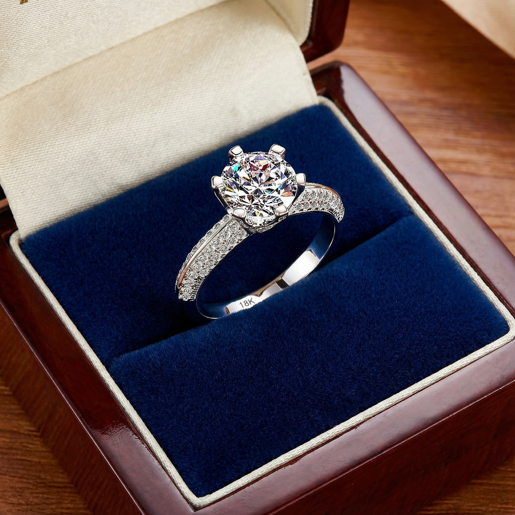 Jewelry & Handbag Deals™ Classic Six-Prong Brilliant Solitaire Ring in 18K Solid Gold