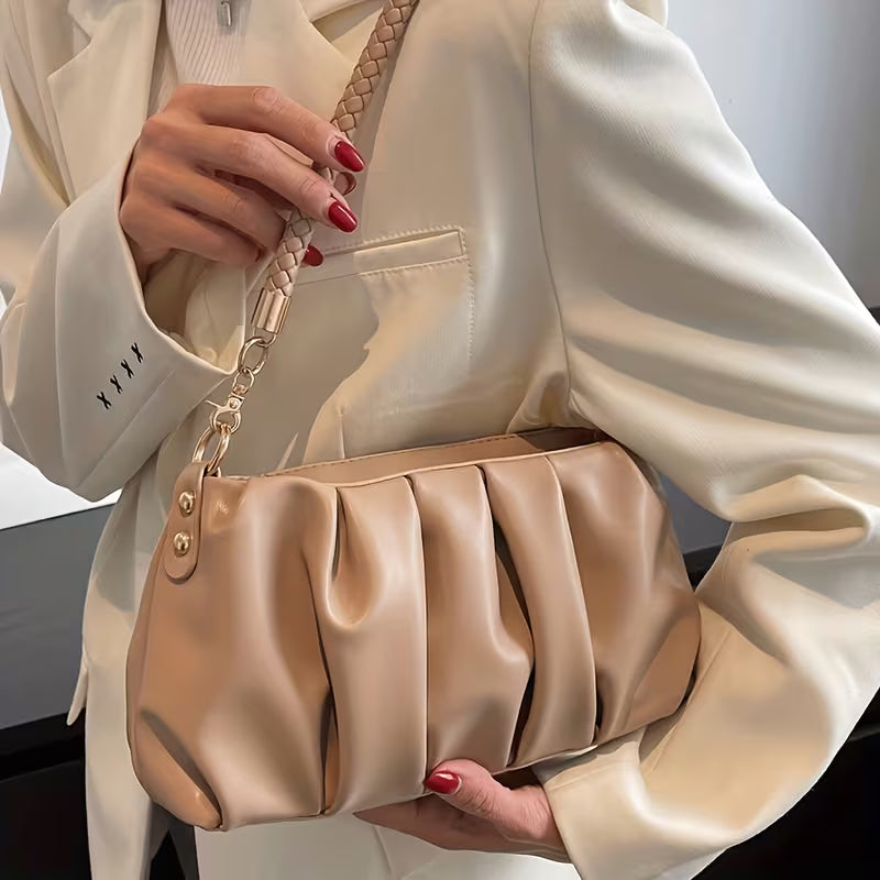 Jewelry & Handbag Deals™ Pleated Cloud Shoulder Bag with Braided Strap