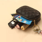 Jewelry & Handbag Deals™ Quilted Leather Mini Pouch with Heart Charm
